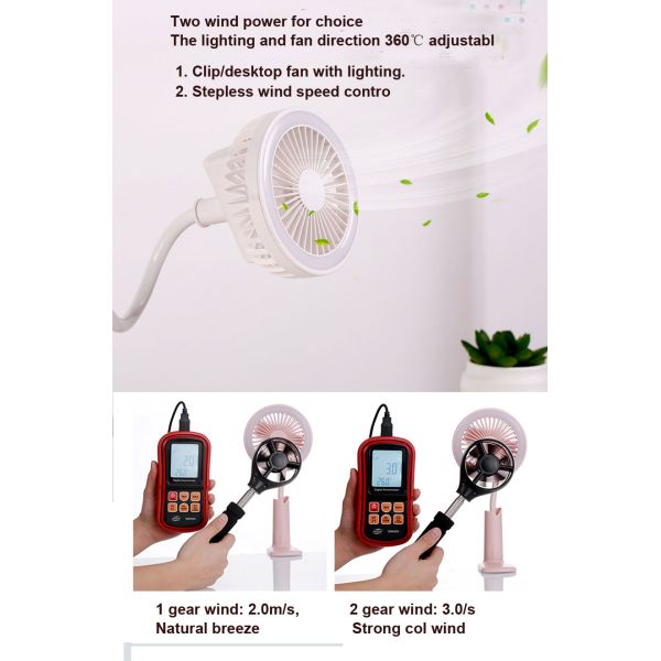 portable mini led fan desk light fan camping light with fan / tent fan light rechargeable