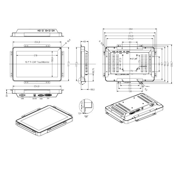 ODM 10.1inch Waterproof Touch Screen IP65 Outdoor Touchscreen Monitor