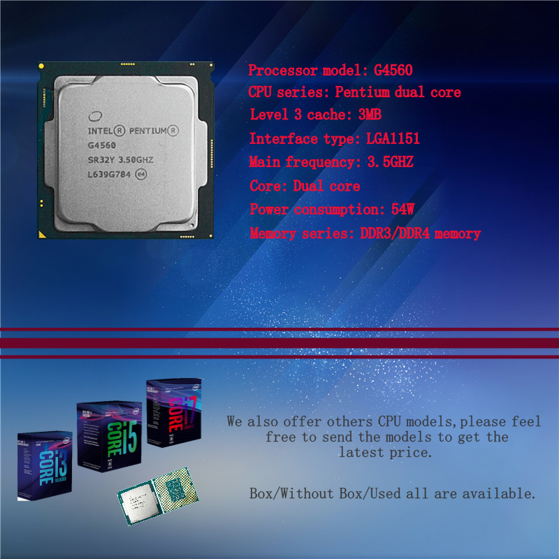 Quad Core Intel Pentiumg4560 Socket 3.5GHz CPU Processor