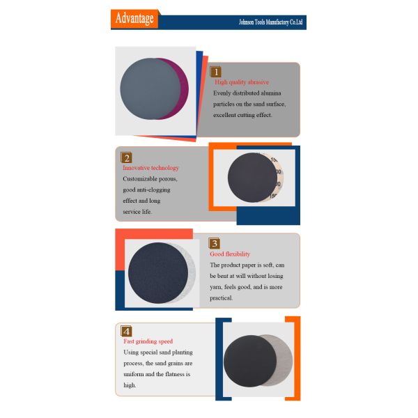 6 Inch Aluminum Oxide Flocking Hook And Loop Sandpaper Sheets For Polishing Automotive Floor Buffer