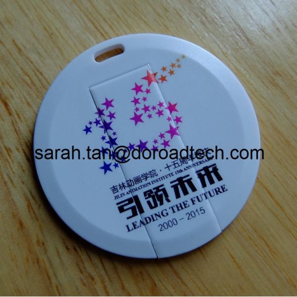 Customized Colorful Printing High Quality Plastic Round Mini Card USB Memory Sticks