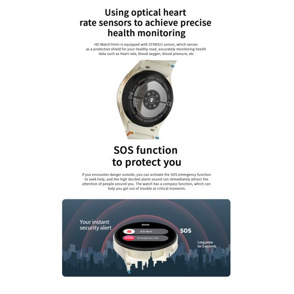 Waterproof BT call For Gift HD watch 7 mini Man Women AMOLED 1.5 inch HD Screen Heart Rate Smartwatch