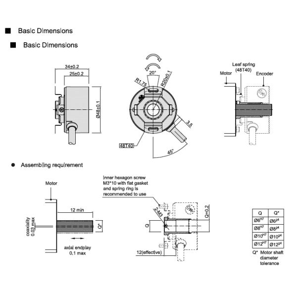 12mm Shaft Servo Motor Incremental Rotary Through Hole Encoder For Office Equipment