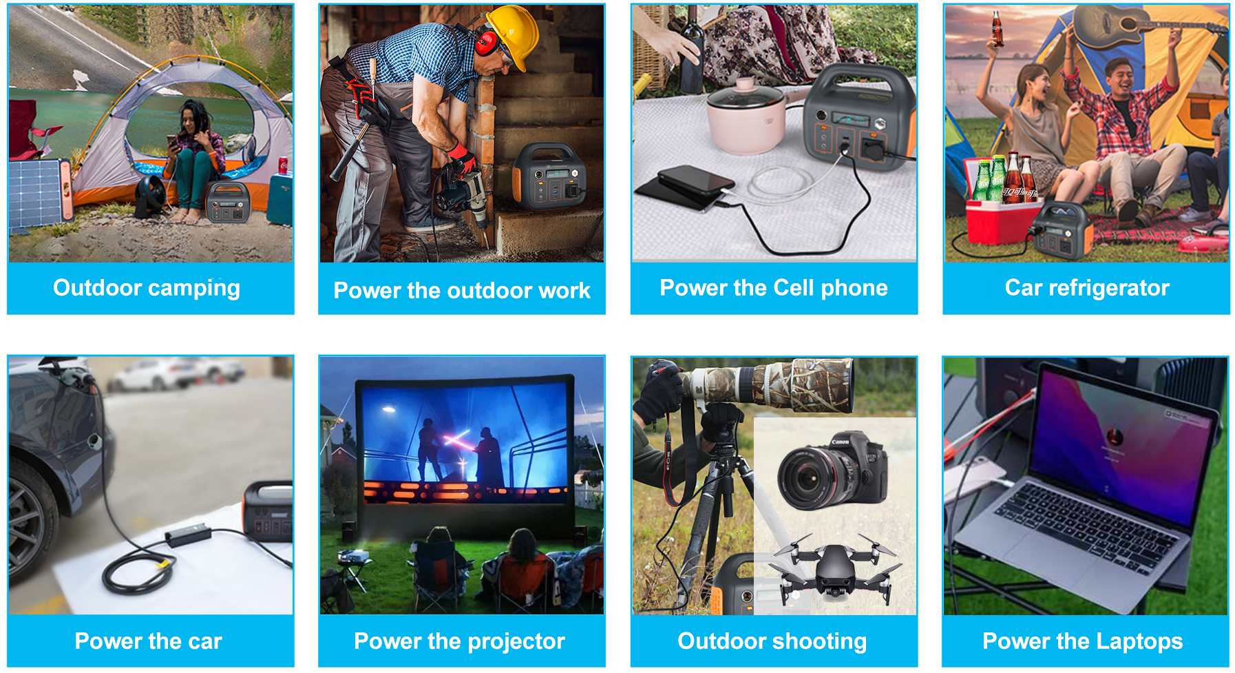Camping Battery Lithium Solar Power Station Outdoor Type C Input PD60W 300W