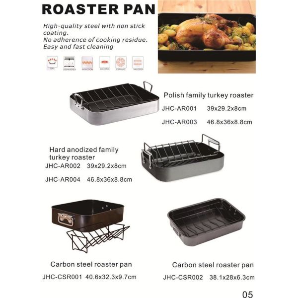 LFGB,FDA Certification Classic Hard Anodized 16-Inch Roasting Pan with Nonstick V Rack