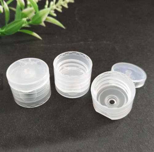 Plastic Screw Flip Top Bottle Caps , Transparent Cosmetic Bottle Caps For Lotion Product