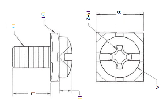 Phillips Slot Pan Head Stainless Steel SEMS Screws M5 Assemblied Captive Square Washer