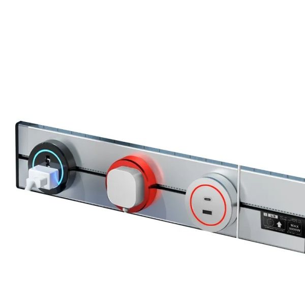 Child Safety Wall Socket Cover Track Socket With 1100W Surge Protection 3 Outlets