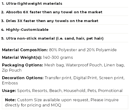 Outdoor Sports Microfiber Suede Towel 80% Polyester 20% Polyamide Transfer Print