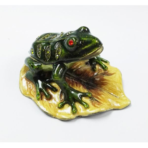 hot sale jeweled enamel frog prince trinket box Pewter alloy antique plated Frog Jeweled Trinket Box