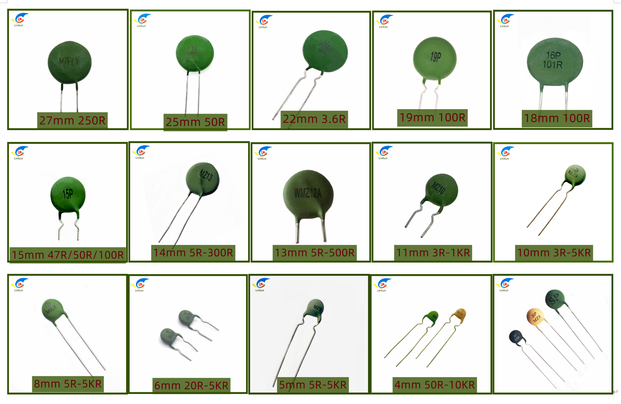 Degaussing Resistor MZ72 14 Ohm Shell-Mounted Single-Chip Two-Legged PTC Thermistor