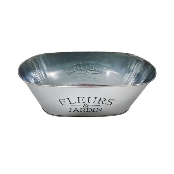 Oval Galvanized Zinc Metal Vase Planter Pot For Flowers Garden Decoration