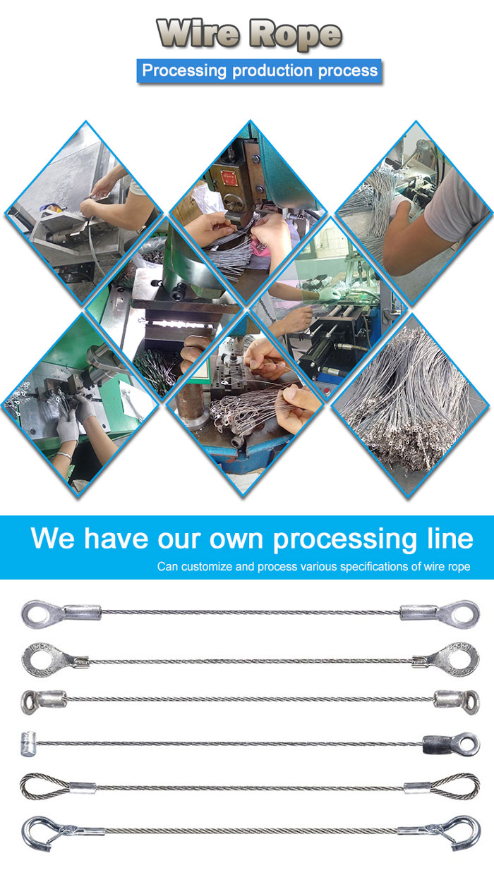 SGS Extension Spring Safety Cable 3mm Stainless Steel Wire Rope With Loop End