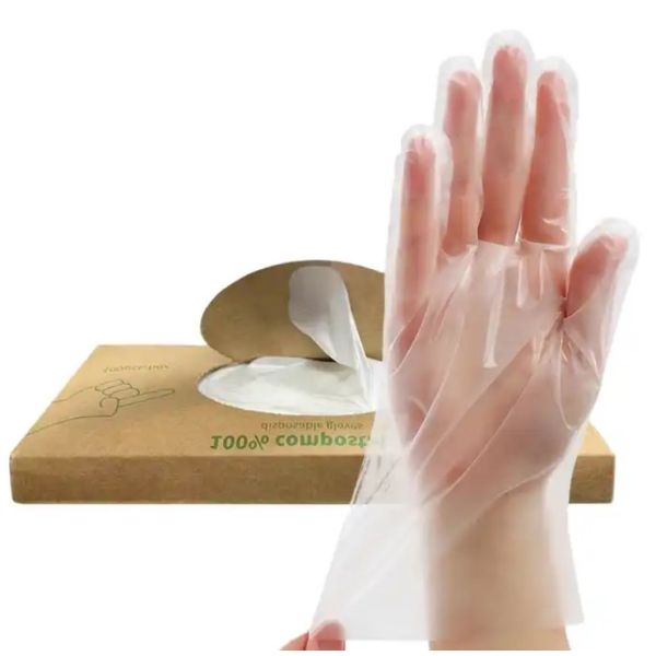 100% Biodegradable Transparent Disposable Waterproof Household Compostable Gloves Food Grade for Food Safety