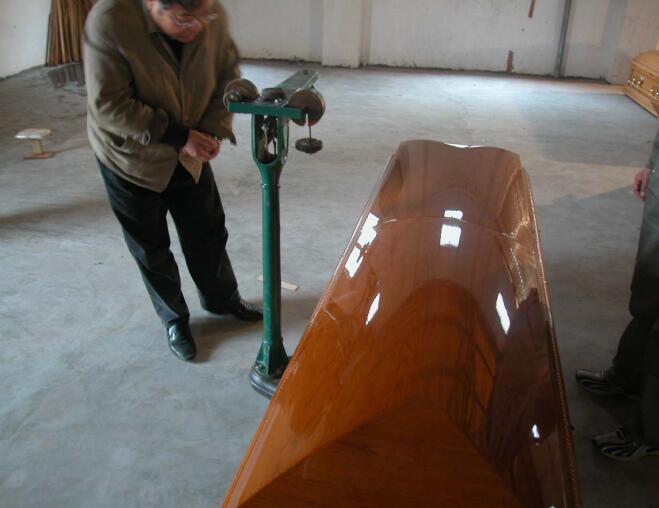 Solid Walnut Wooden Caskets Semi Gloss SWC10 With Almond Velvet Interior