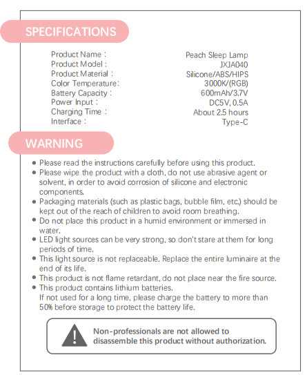 Latest Cute Peach Silicone Night Light Rechargeable Eye Protection Bedside Lamp For Baby Bedroom Colorful Peach Night Lighting