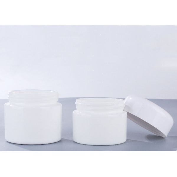 Porcelain White Glass Jar White Lid Empty Round White Glass Cosmetic Jar Packaging