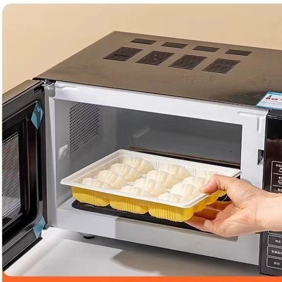 Supermarket Disposable Dumpling Tray Takeaway Pressure Resistance With Lid