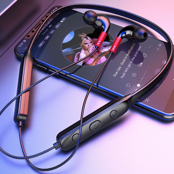 BT5.0 Sports Music Metal Stereo Magnetic Neckband Earphones Earbuds Headphones With Mic