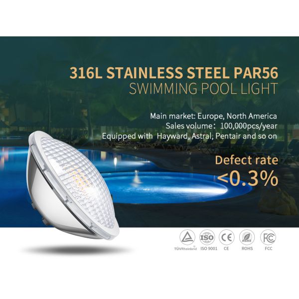 70W Warm White 5600LM SS316L PAR56 Led Swimming Pool Light