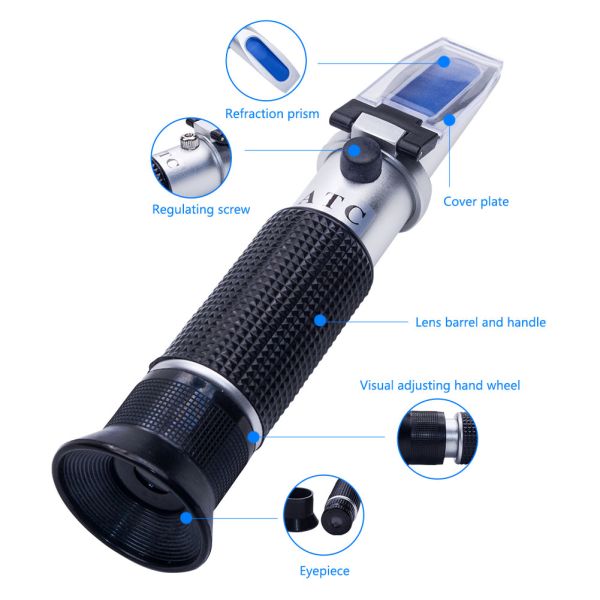 Hand Held Digital Brix Salinity Refractometer , Portable Aquarium Refractometer