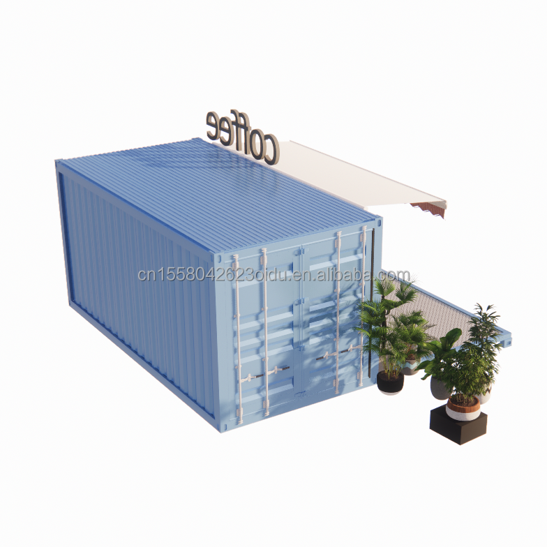 50/75/100mm Wave Sandwich Panel Wall Luxury 20ft Foldable Container House for Coffee Shop/Container Cafe/Container Bar