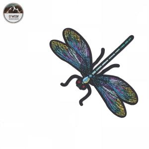 China Dragonfly Handmade Iron On Embroidered Patches Special Color 20 * 16.5CM Size wholesale