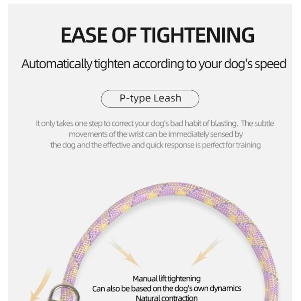 Pet Explosion-Proof P Chain Leash Dog Reflective Breathable No Hand-Tightening Integrated Dog Leash