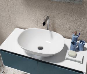 China White Counter Top Wash Hand Basin Artificial Stone Bathroom Sink wholesale