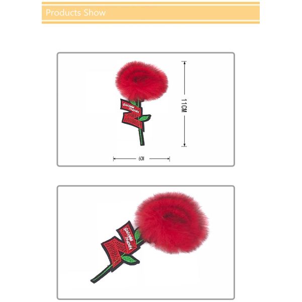 Red 3D Flower Embroidery Patches , Floral Patches For Clothes Accessoires