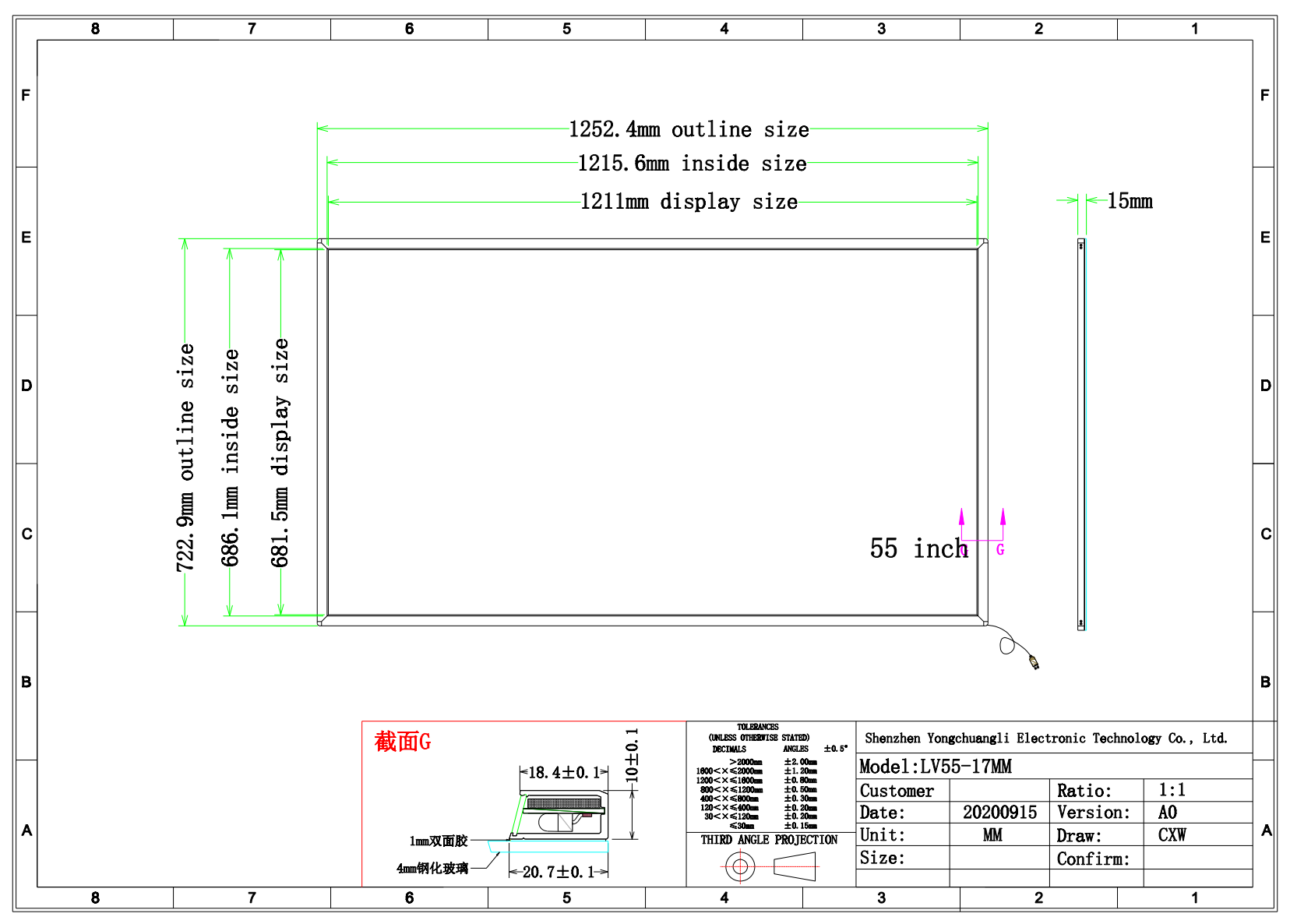 YCLTOUCH 55 Inch Infrared Touch Frame High Precision Interactive Open Frame