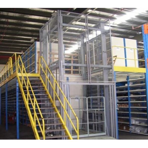 3T 4m Guide Rail Elevator Shear Fork Lift Platform with Emergency Stop Button for Cargo