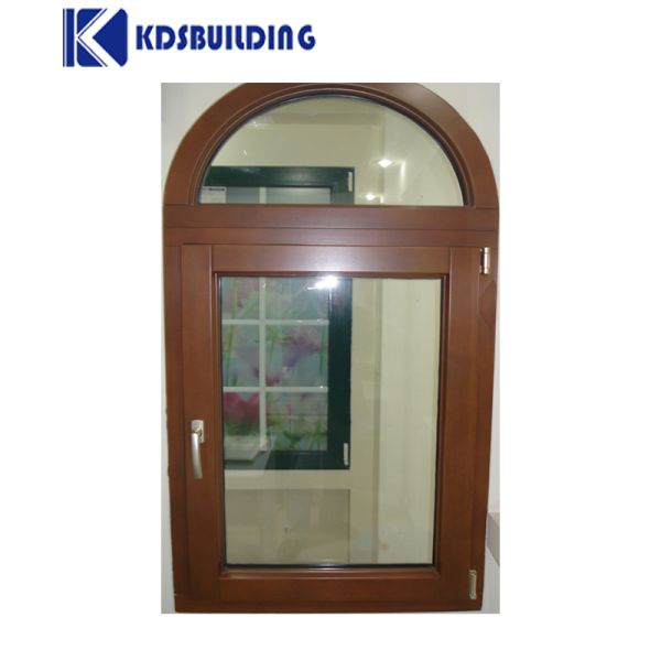 KDSBuilding Swing Residential Casement Round Wooden Window Solid Wooden Window With Fix Glass