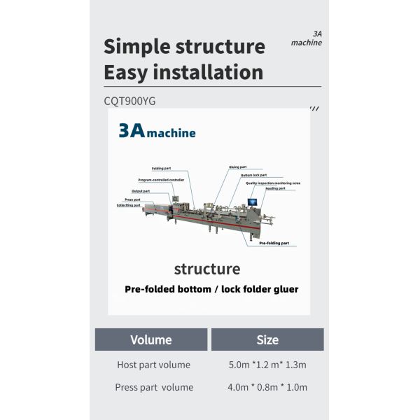 CQT 900YG-2 Pre-folded Bottom Lock Automatic Corrugated Carton Folder Gluer Machine