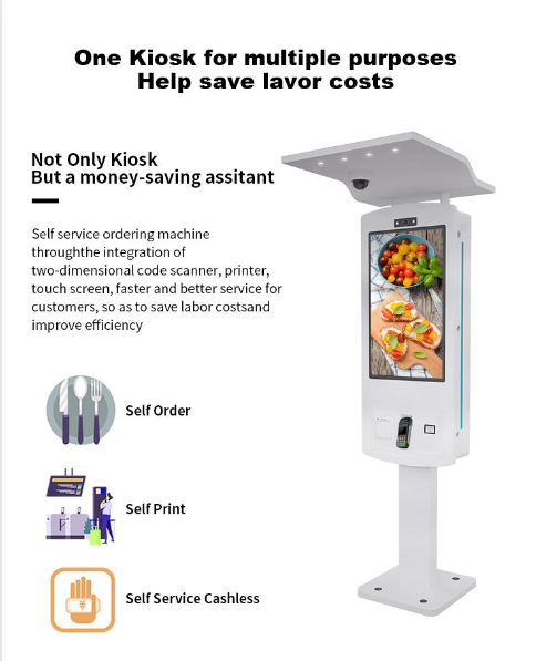 Palmprint Reader Android 10.0 IP65 Touch Screen Mcdonalds Self Service Order Machine Google Smart Tap