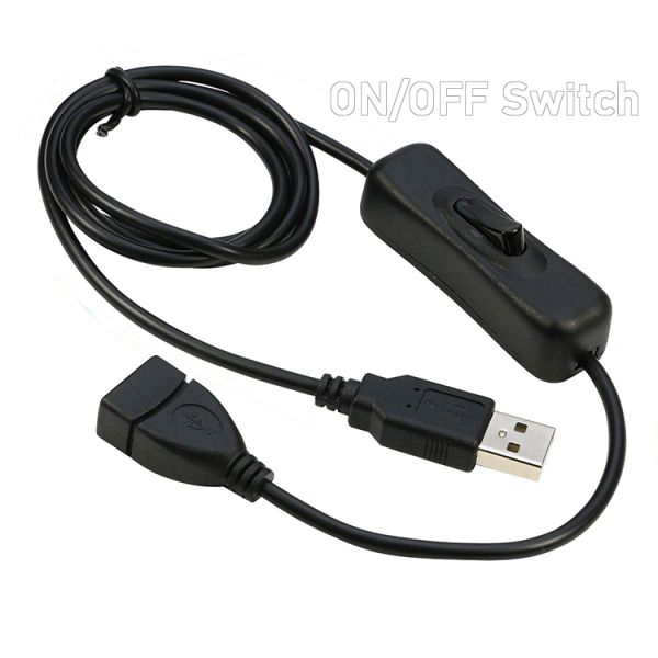 Power ON OFF Data Charging Male to Female USB Switch Cable for Led Lamp Computer