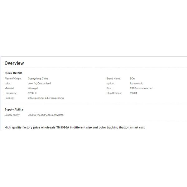 Waterproof ID Writable Blank Ibutton And Smart Cards