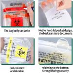 MEDICAL BIOHAZARD ZIPPER SPECIMEN Laboratory Reusable Disposable Zipper