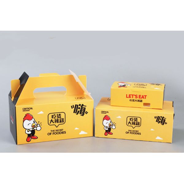 Small Cube Fried Chicken Takeaway Kraft Paper Snack Boxes With Window