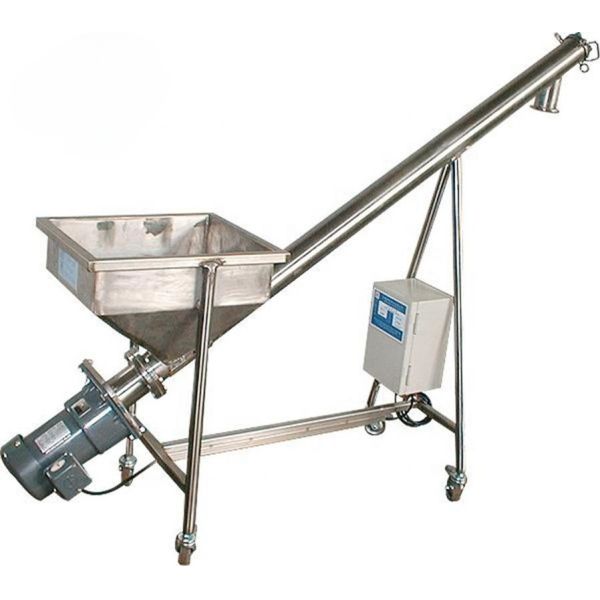 OEM Adjustable Height and Speed Stainless Steel Screw Auger Conveyor with Small Hopper