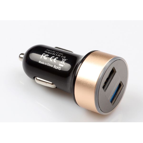 High Aluminum Alloy Car Phone Charger , PC Digital Display Dual 3.1A Mobile Phone Car Charger