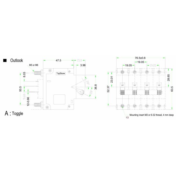 1A - 100A DC Short Circuit Protection Hydraulic Magnetic Circuit Breaker 125V 250V 380V 400V AC