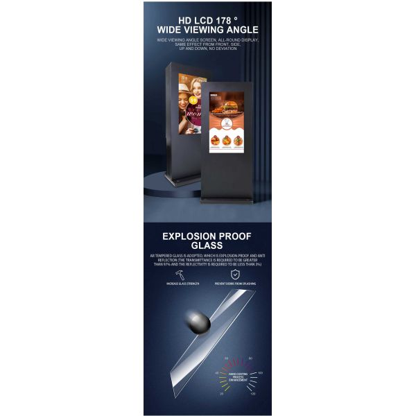 43'' Double-Sided Outdoor Lcd Kiosk Poster Panel Digital Signage High Brightness With Cooling System