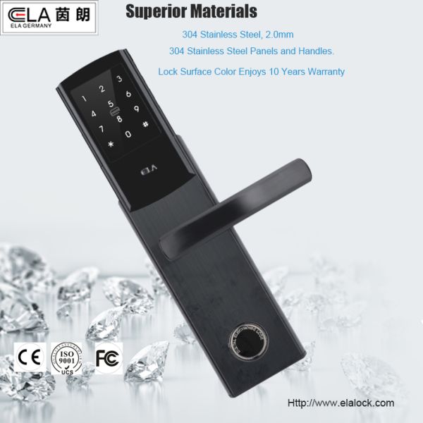 Black Access Control Hotel Door Locks / Smart Door Lock With Card