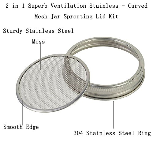 Home Stainless Steel Sprouting Screen Strainer Lid For Mason Jar