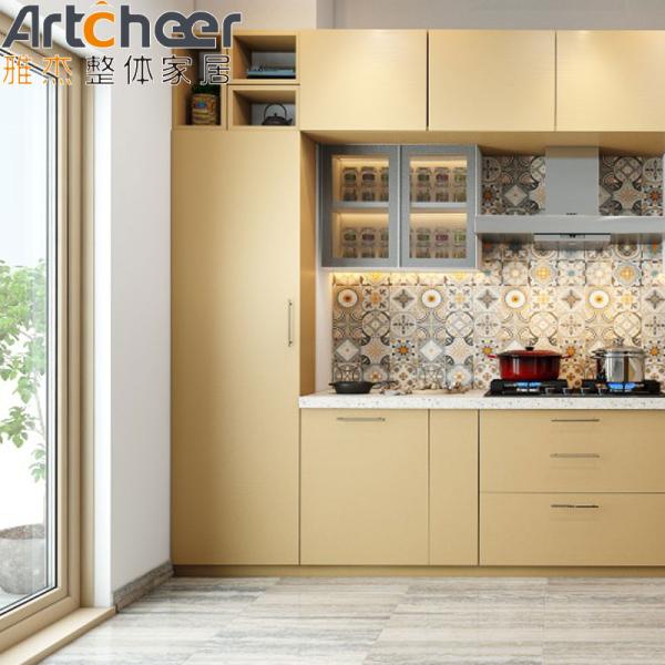 High End Mobile Design U Shape Kitchen Cabinet with Marble Stone Top and Gloss Finish