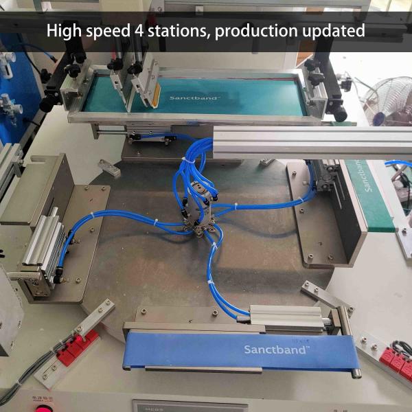 Four station rotary Flat Screen Printing Machine for Resistance Loop Bands