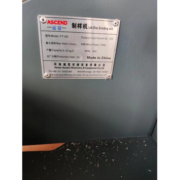Laboratory Powder Making Machine Model FT-150 Disc Grinding Mill Pulverizer Output Size 100-200mesh