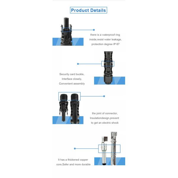 IEC62852 1500V Solar Panel Electrical Connectors , 10mm2 Waterproof Solar Connectors