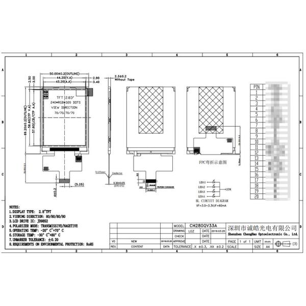 2.8 Inch IPS LCD Display 240x320 Tft Colour LCD Display Module With JD9852